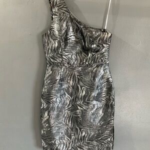 One-Shoulder Silver Dress